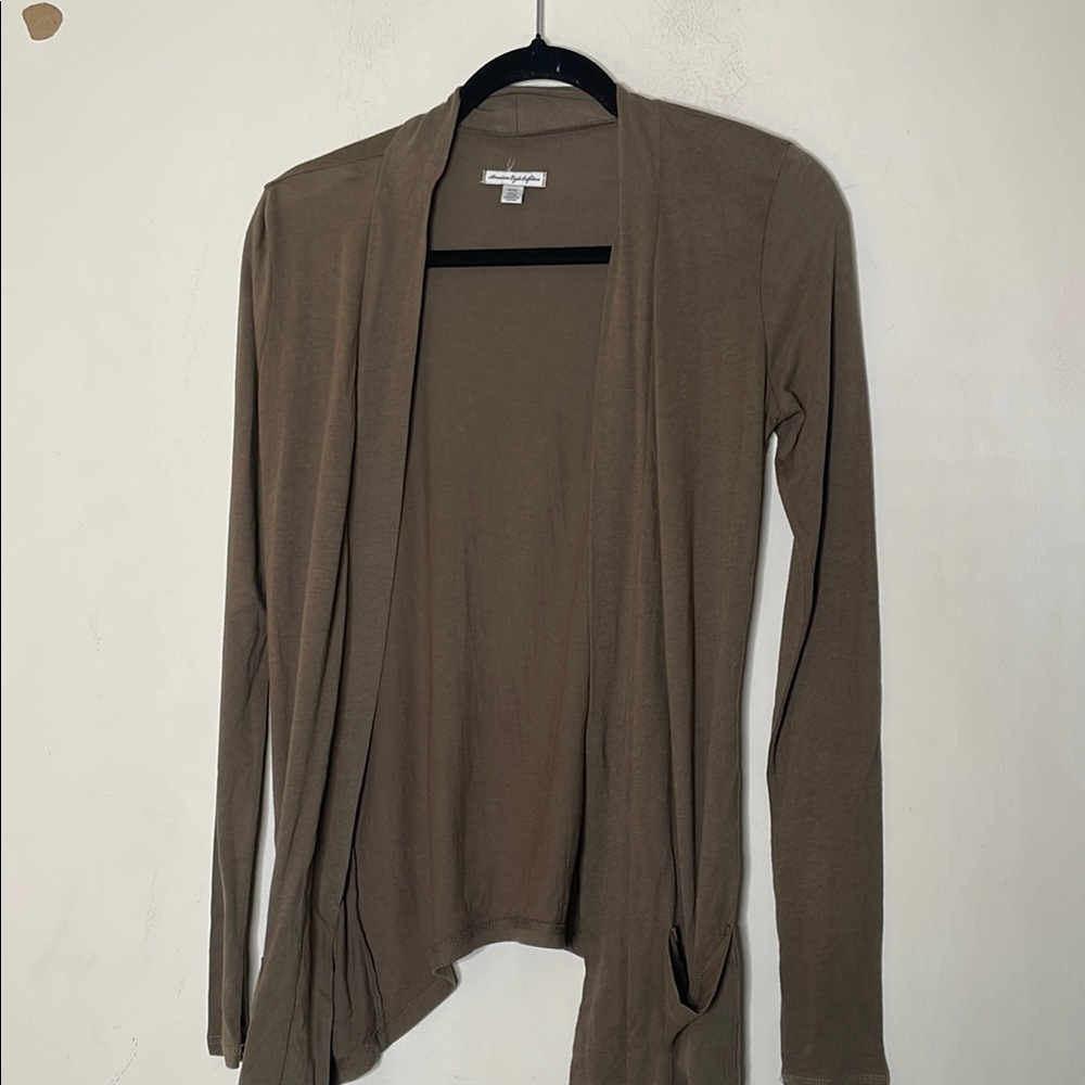 American Eagle Outfitters Brown Open-Front Cardigan